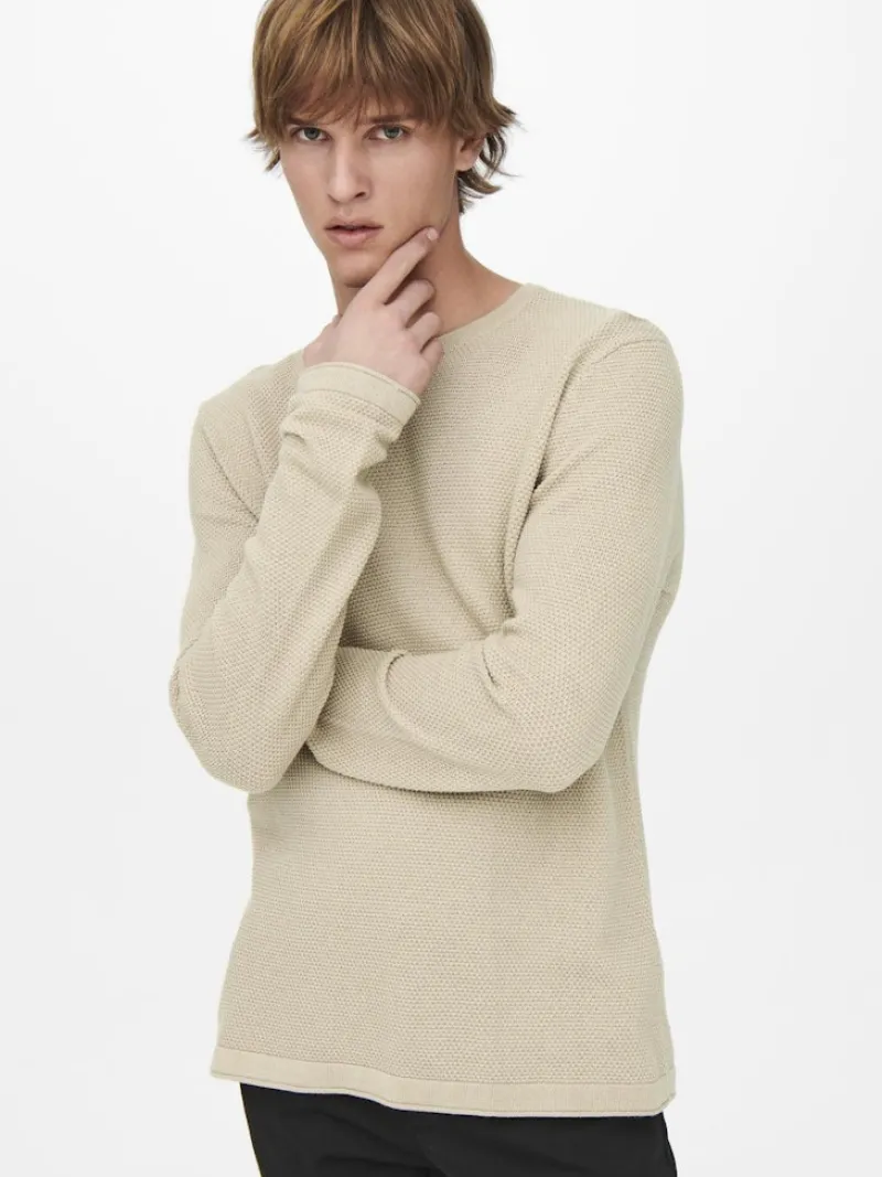 Only & Sons Pullover & Sweatshirts*ONSPANTER REG 12 STRUC CREW KNIT NOOS Silver Lining