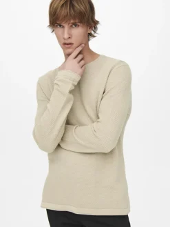 Only & Sons Pullover & Sweatshirts*ONSPANTER REG 12 STRUC CREW KNIT NOOS Silver Lining