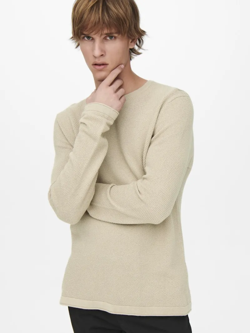 Only & Sons Pullover & Sweatshirts*ONSPANTER REG 12 STRUC CREW KNIT NOOS Silver Lining