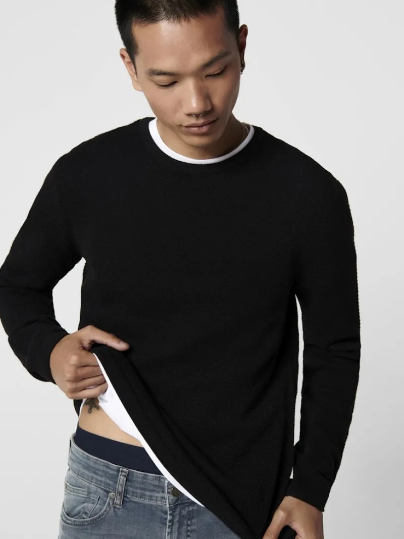 Only & Sons Pullover & Sweatshirts*ONSPANTER REG 12 STRUC CREW KNIT NOOS Black
