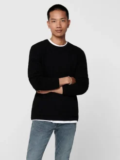 Only & Sons Pullover & Sweatshirts*ONSPANTER REG 12 STRUC CREW KNIT NOOS Black