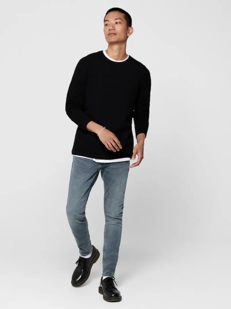 Only & Sons Pullover & Sweatshirts*ONSPANTER REG 12 STRUC CREW KNIT NOOS Black