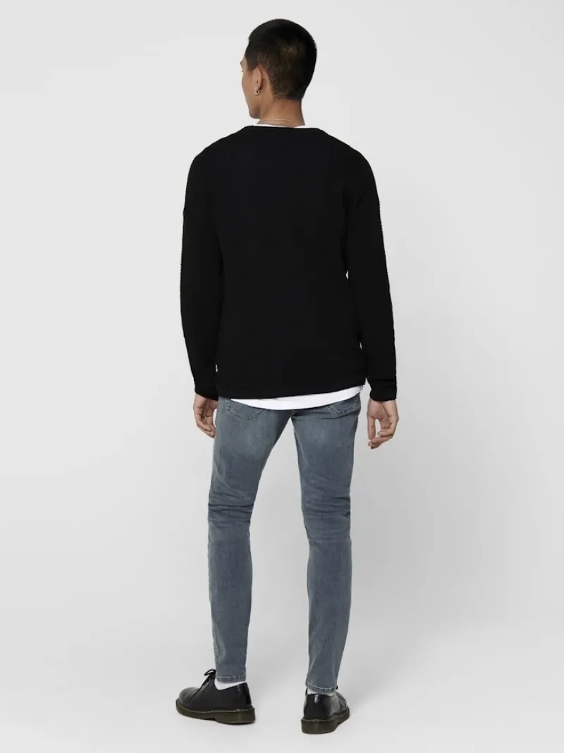Only & Sons Pullover & Sweatshirts*ONSPANTER REG 12 STRUC CREW KNIT NOOS Black