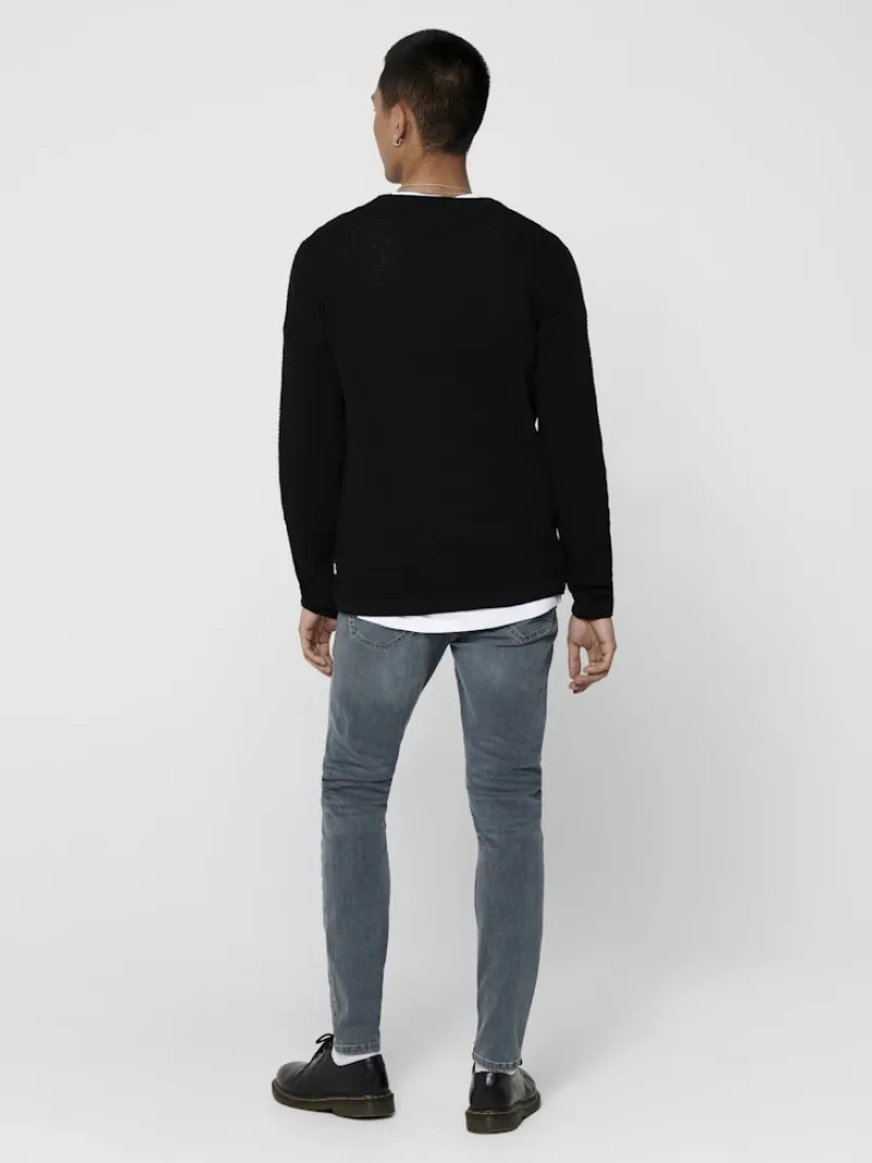 Only & Sons Pullover & Sweatshirts*ONSPANTER REG 12 STRUC CREW KNIT NOOS Black