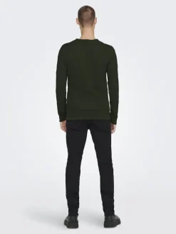 Only & Sons Pullover & Sweatshirts*ONSPANTER REG 12 STRUC CREW KNIT NOOS dunkelgrün1