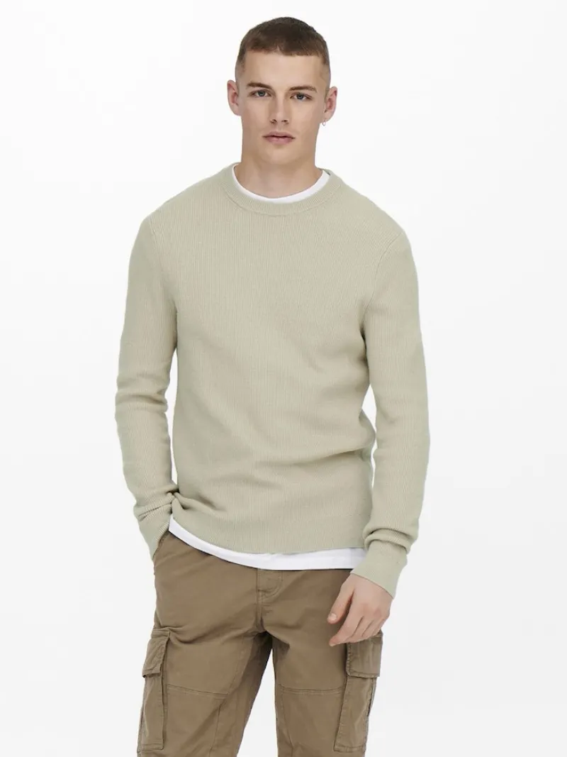 Only & Sons Pullover & Sweatshirts*ONSPHIL REG 12 STRUC CREW KNIT NOOS Silver Lining