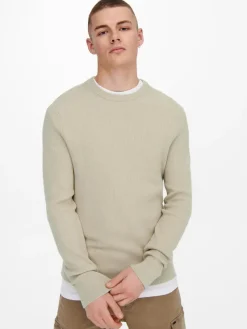 Only & Sons Pullover & Sweatshirts*ONSPHIL REG 12 STRUC CREW KNIT NOOS Silver Lining