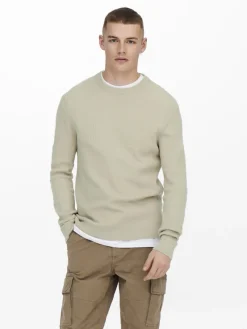 Only & Sons Pullover & Sweatshirts*ONSPHIL REG 12 STRUC CREW KNIT NOOS Silver Lining