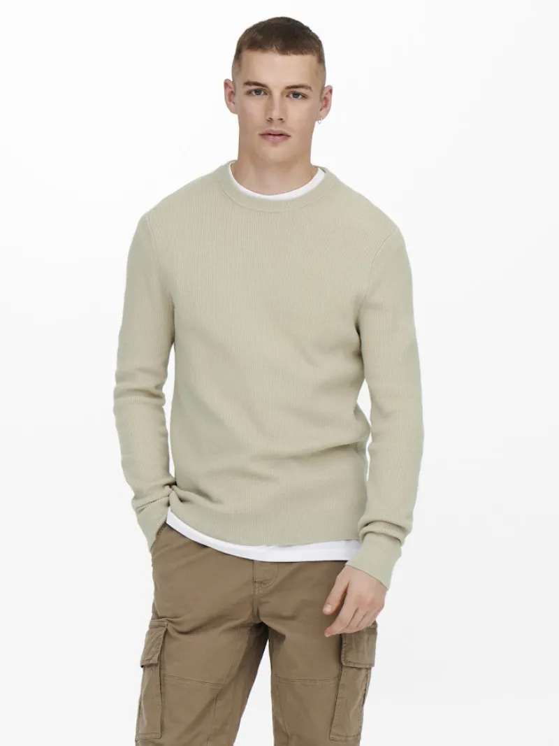 Only & Sons Pullover & Sweatshirts*ONSPHIL REG 12 STRUC CREW KNIT NOOS Silver Lining