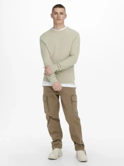 Only & Sons Pullover & Sweatshirts*ONSPHIL REG 12 STRUC CREW KNIT NOOS Silver Lining