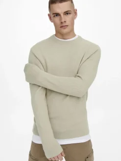 Only & Sons Pullover & Sweatshirts*ONSPHIL REG 12 STRUC CREW KNIT NOOS Silver Lining