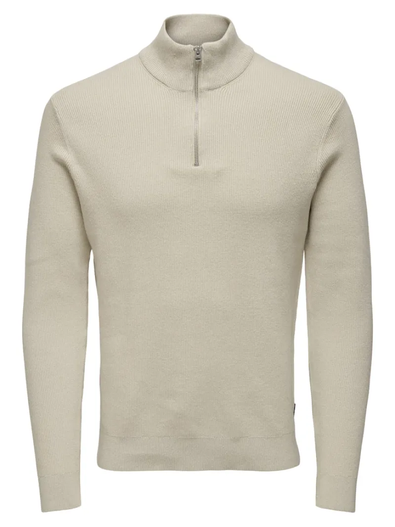 Only & Sons Pullover & Sweatshirts*ONSPHIL REG 12 STRUC HALF ZIP KNIT NOOS Silver Lining