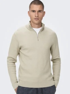 Only & Sons Pullover & Sweatshirts*ONSPHIL REG 12 STRUC HALF ZIP KNIT NOOS Silver Lining