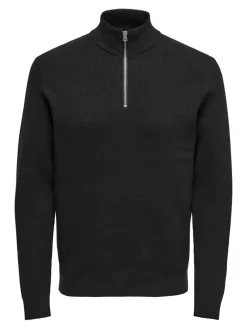 Only & Sons Pullover & Sweatshirts*ONSPHIL REG 12 STRUC HALF ZIP KNIT NOOS Black