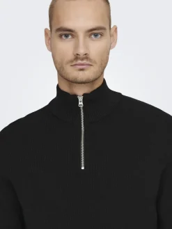 Only & Sons Pullover & Sweatshirts*ONSPHIL REG 12 STRUC HALF ZIP KNIT NOOS Black