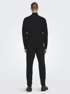 Only & Sons Pullover & Sweatshirts*ONSPHIL REG 12 STRUC HALF ZIP KNIT NOOS Black