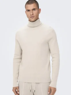 Only & Sons Pullover & Sweatshirts*ONSPHIL REG 12 STRUC ROLL NECK KNIT Silver Lining