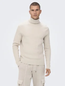 Only & Sons Pullover & Sweatshirts*ONSPHIL REG 12 STRUC ROLL NECK KNIT Silver Lining