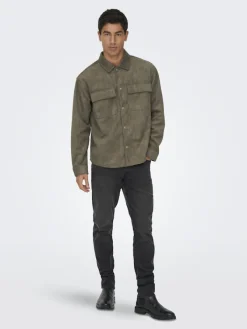 Only & Sons Hemden*ONSRAVI FAKE SUEDE SHACKET OTW Falcon