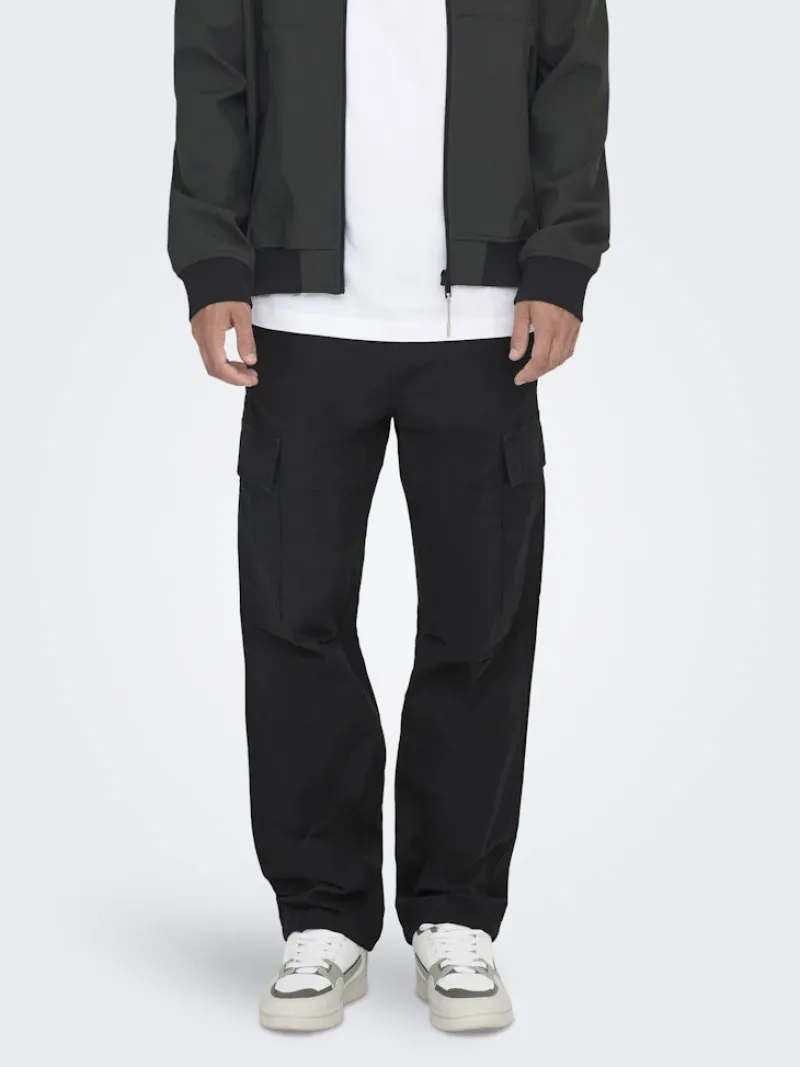 Only & Sons Hosen|Big Boys*ONSRAY LIFE 0020 RIBSTOP CARGO PANT NOOS Black