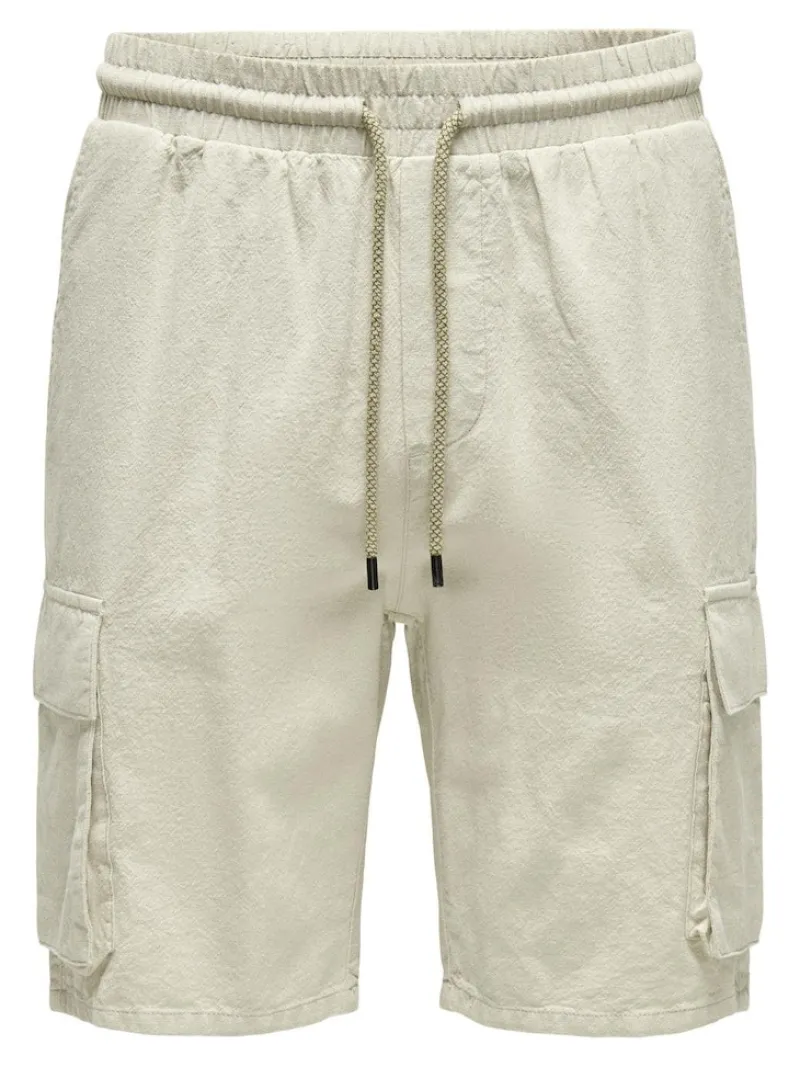 Only & Sons Shorts*ONSSINUS CARGO 0007 COT LIN SHORTS Silver Lining