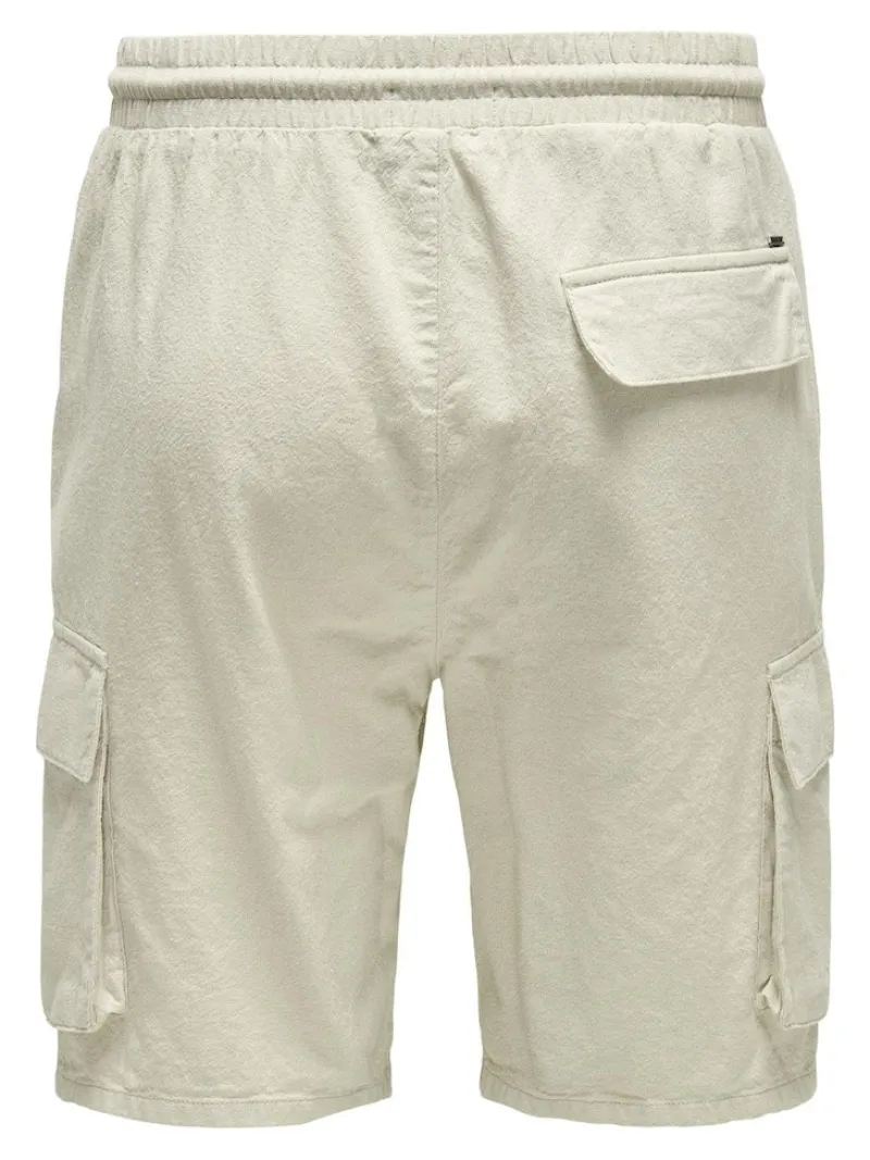 Only & Sons Shorts*ONSSINUS CARGO 0007 COT LIN SHORTS Silver Lining