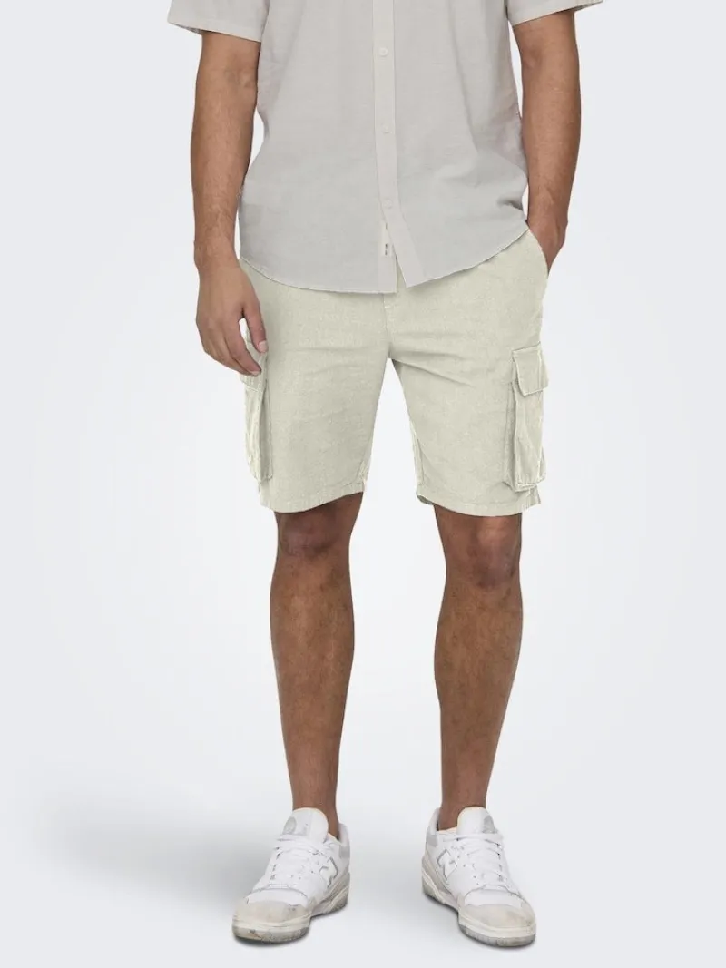 Only & Sons Shorts*ONSSINUS CARGO 0007 COT LIN SHORTS Silver Lining