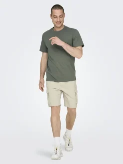 Only & Sons Shorts*ONSSINUS CARGO 0007 COT LIN SHORTS Silver Lining