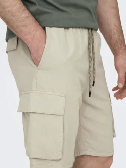 Only & Sons Shorts*ONSSINUS CARGO 0007 COT LIN SHORTS Silver Lining