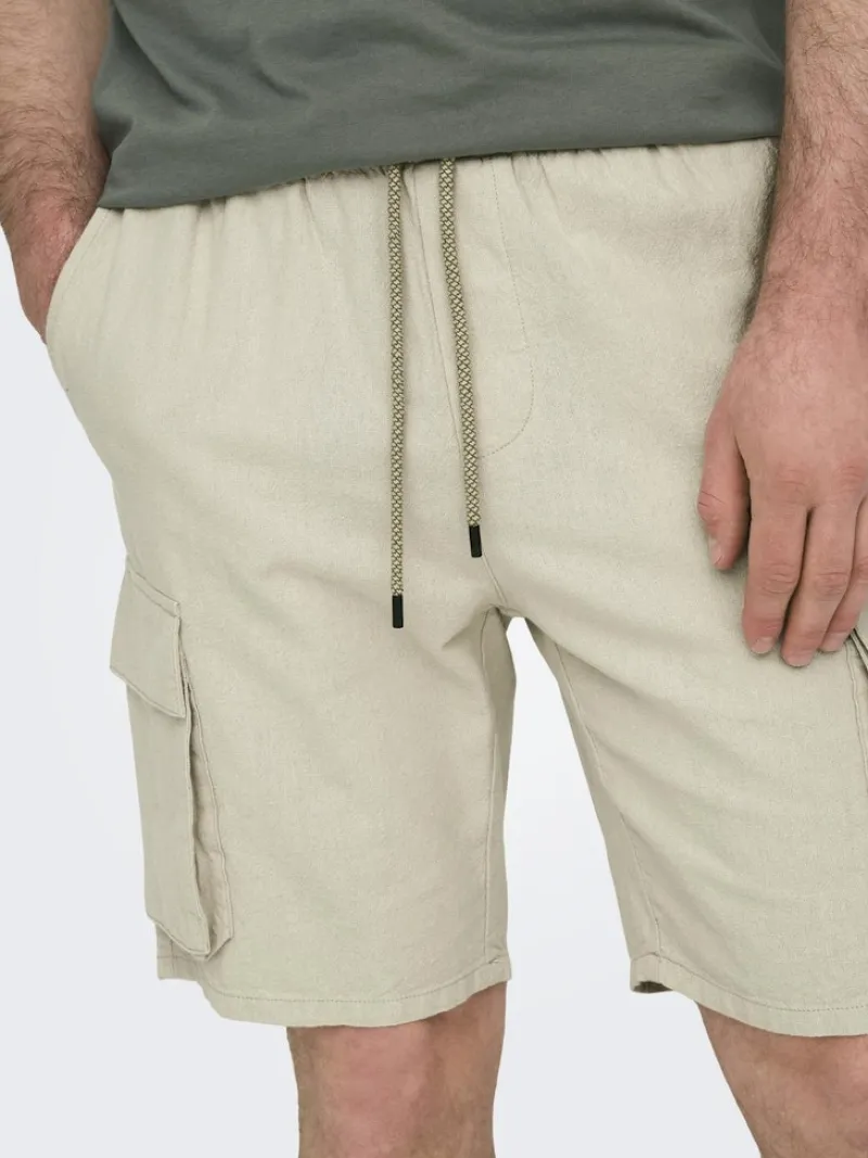 Only & Sons Shorts*ONSSINUS CARGO 0007 COT LIN SHORTS Silver Lining