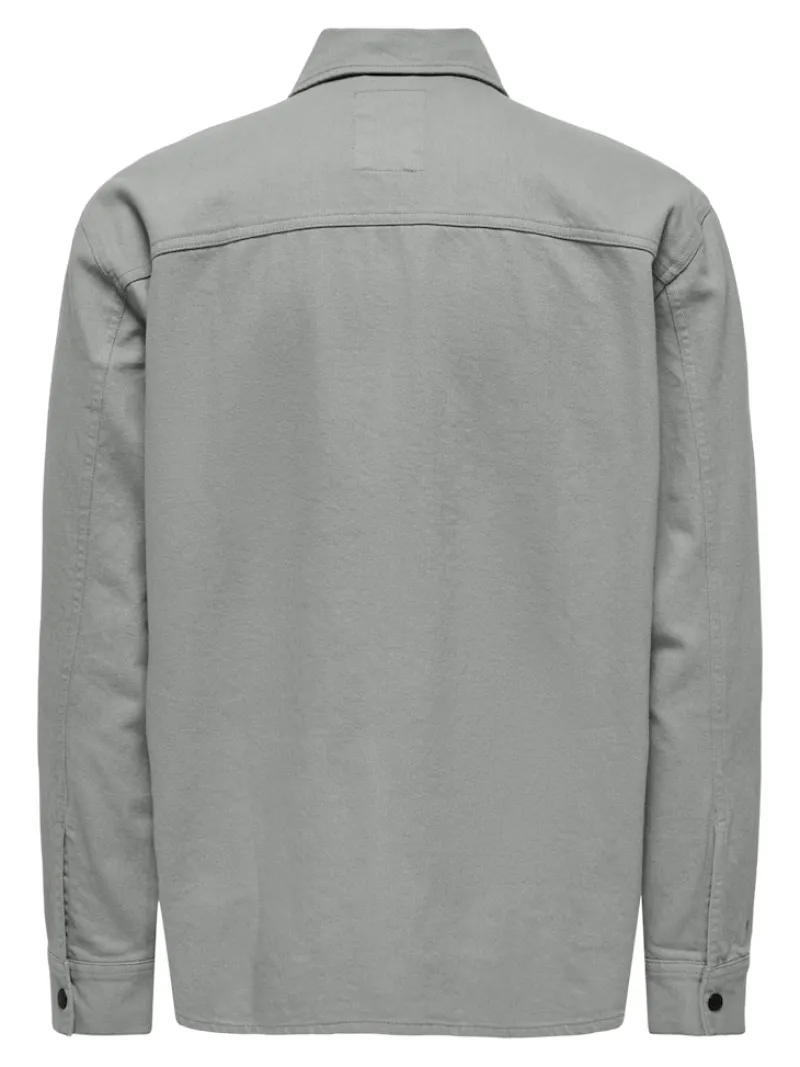 Only & Sons Hemden*ONSTEAM LS HEAVY TWILL ZIP RLX SHIRT limestone