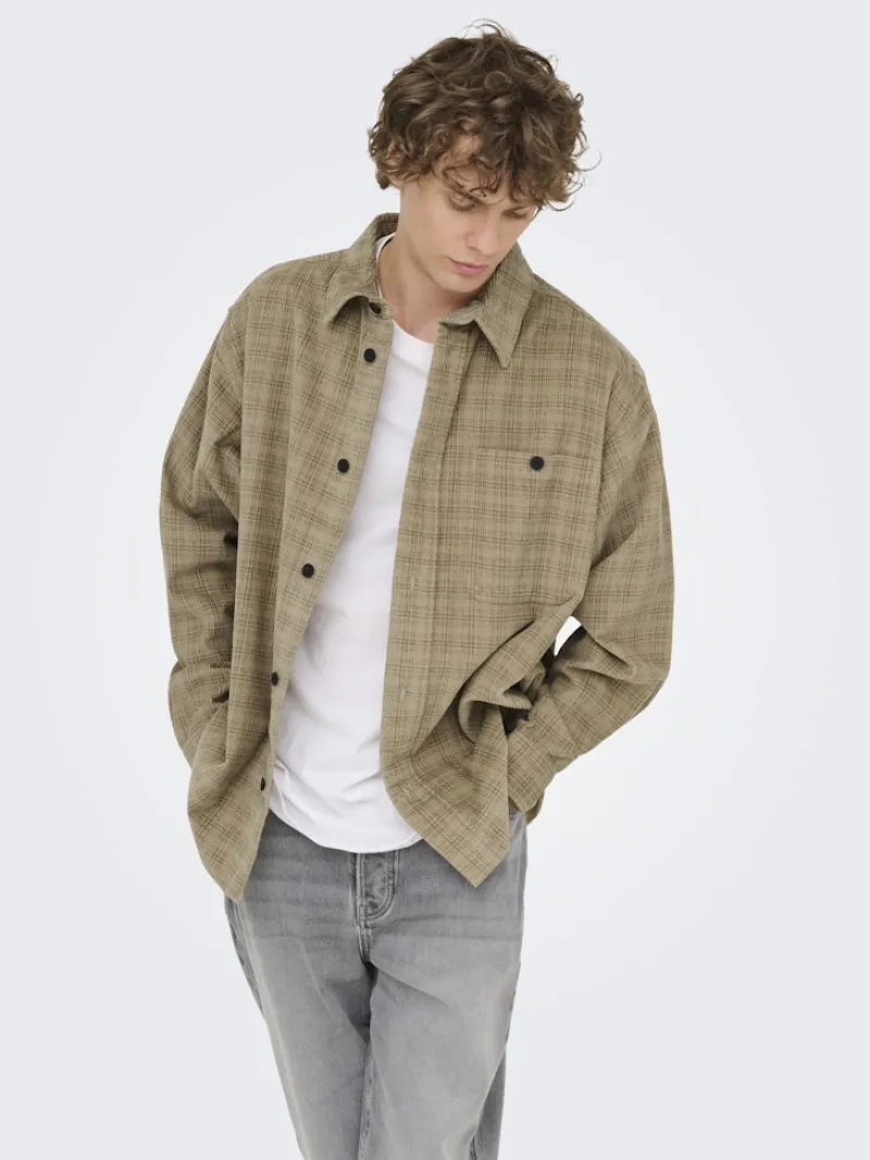 Only & Sons Hemden*ONSWALEED CORDUROY OVERSHIRT 0345 NOOS chinchilla