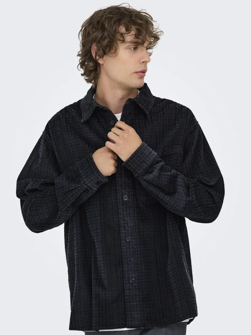 Only & Sons Hemden*ONSWALEED CORDUROY OVERSHIRT 0345 NOOS jet black