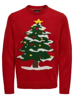 Only & Sons Pullover & Sweatshirts*ONSXMAS REG FUNNY CREW KNIT Pompeian Red