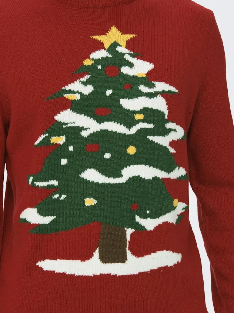Only & Sons Pullover & Sweatshirts*ONSXMAS REG FUNNY CREW KNIT Pompeian Red