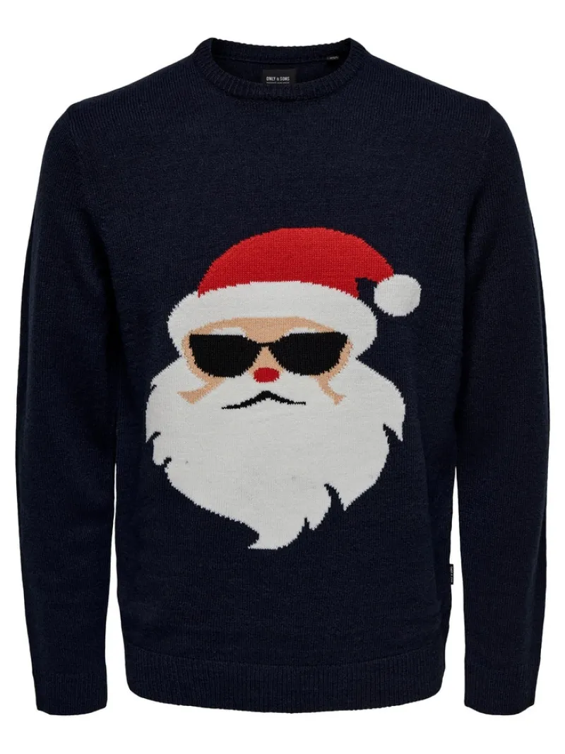 Only & Sons Pullover & Sweatshirts*ONSXMAS REG FUNNY CREW KNIT Dark Navy