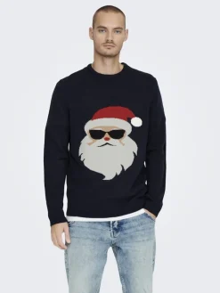 Only & Sons Pullover & Sweatshirts*ONSXMAS REG FUNNY CREW KNIT Dark Navy