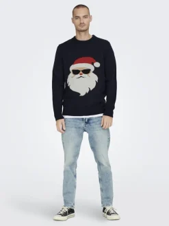 Only & Sons Pullover & Sweatshirts*ONSXMAS REG FUNNY CREW KNIT Dark Navy