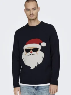 Only & Sons Pullover & Sweatshirts*ONSXMAS REG FUNNY CREW KNIT Dark Navy