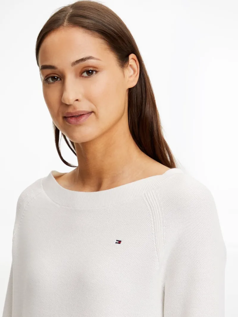 Tommy Hilfiger Pullover & Sweatshirts*ORG CO TEXTURE BOAT-NK SWEATER ecru