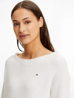 Tommy Hilfiger Pullover & Sweatshirts*ORG CO TEXTURE BOAT-NK SWEATER ecru