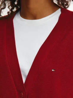 Tommy Hilfiger Pullover & Sweatshirts*ORG CO TEXTURE V-NK CARDIGAN raspberry juice