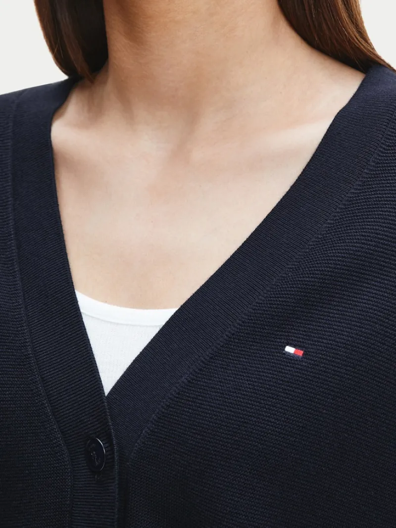 Tommy Hilfiger Pullover & Sweatshirts*ORG CO TEXTURE V-NK CARDIGAN desert sky