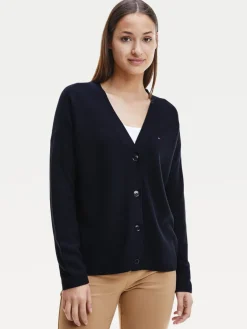 Tommy Hilfiger Pullover & Sweatshirts*ORG CO TEXTURE V-NK CARDIGAN desert sky