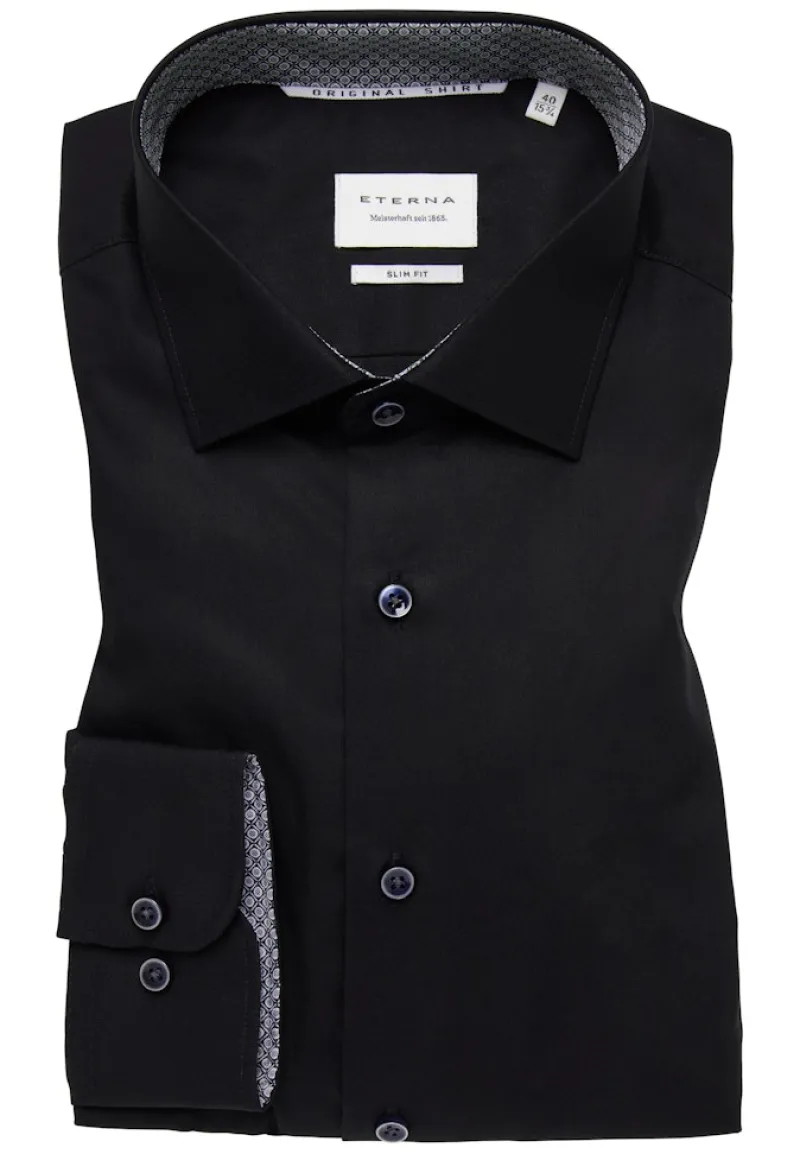 ETERNA Hemden|Big Boys*Original Shirt Popeline Langarm Schwarz