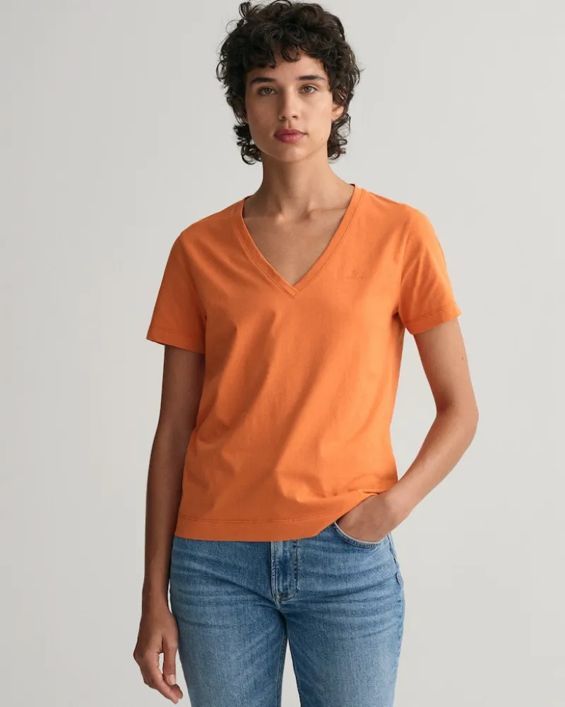 Gant Shirts*Original V-Neck T-Shirt pumpkin orange