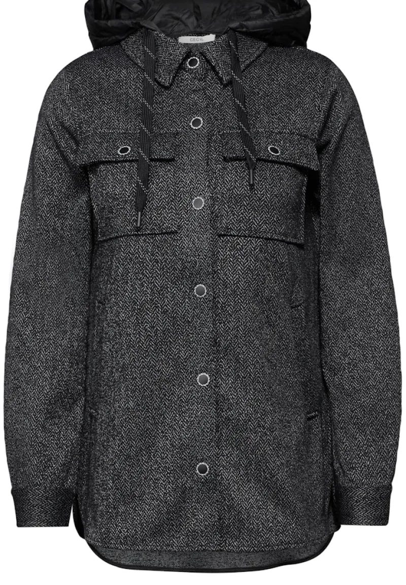 Cecil Jacken*Overshirt mit Kapuze Black