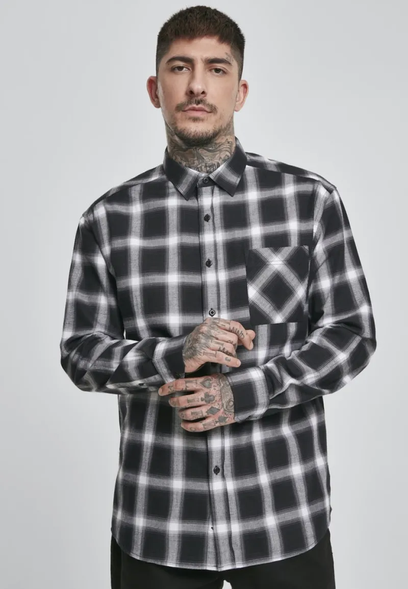 Urban Classics Hemden|Big Boys*Oversized Checked Shirt blk, wht
