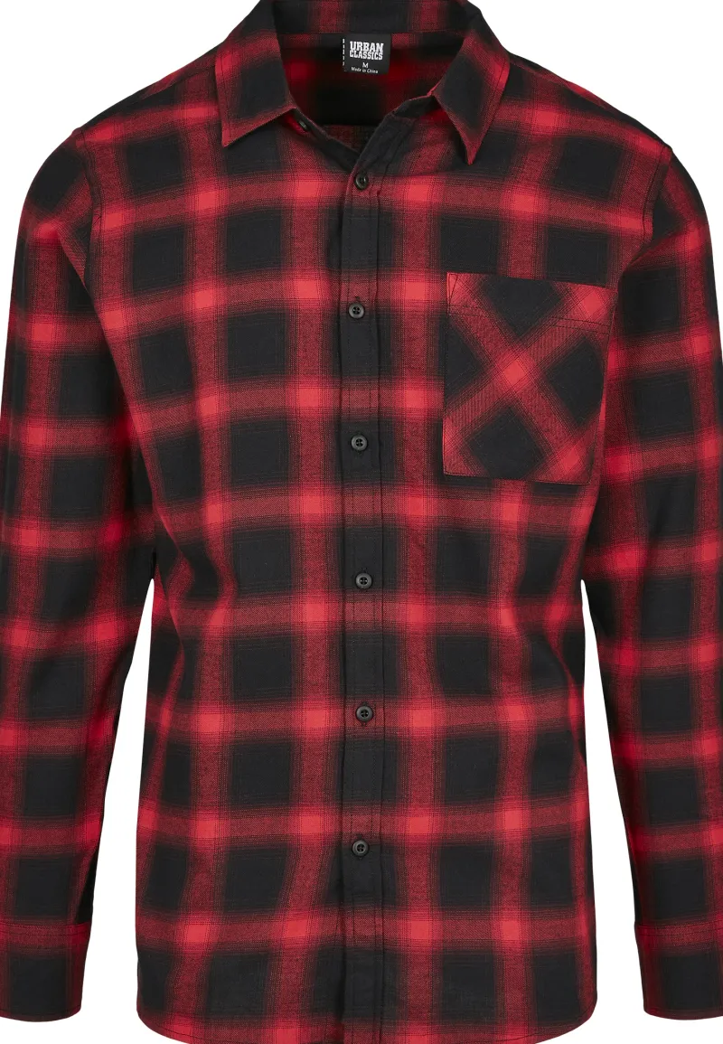 Urban Classics Hemden|Big Boys*Oversized Checked Shirt schwarz-rot