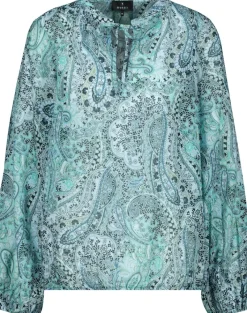 Monari Blusen*Paisley Muster Bluse mit Gummizug fresh mint gemustert